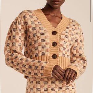 Rebecca Taylor 🥰NWOT Cashmere Wool Sweater Cardigan Jacquard Crop Small Checker